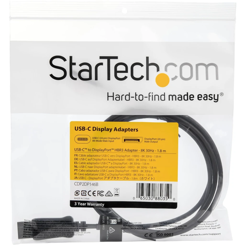 Imagen 4 de 6 ft (1.8 m) USB C to DisplayPort 1.4 Cable - 8K - HBR3