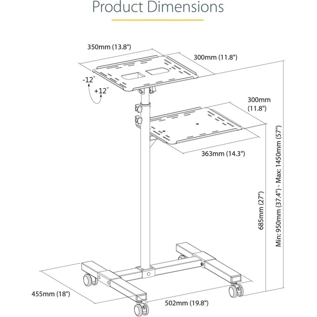 Imagen 1 de Soporte Móvil para Proyector y Portátil, ajustable para Presentaciones  StarTech