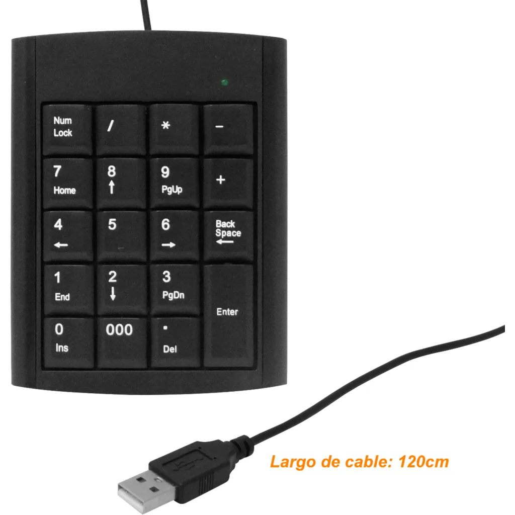 Imagen 3 de Teclado Numerico USB-AM 19-Teclas 140x100x15mm Cable-120cm