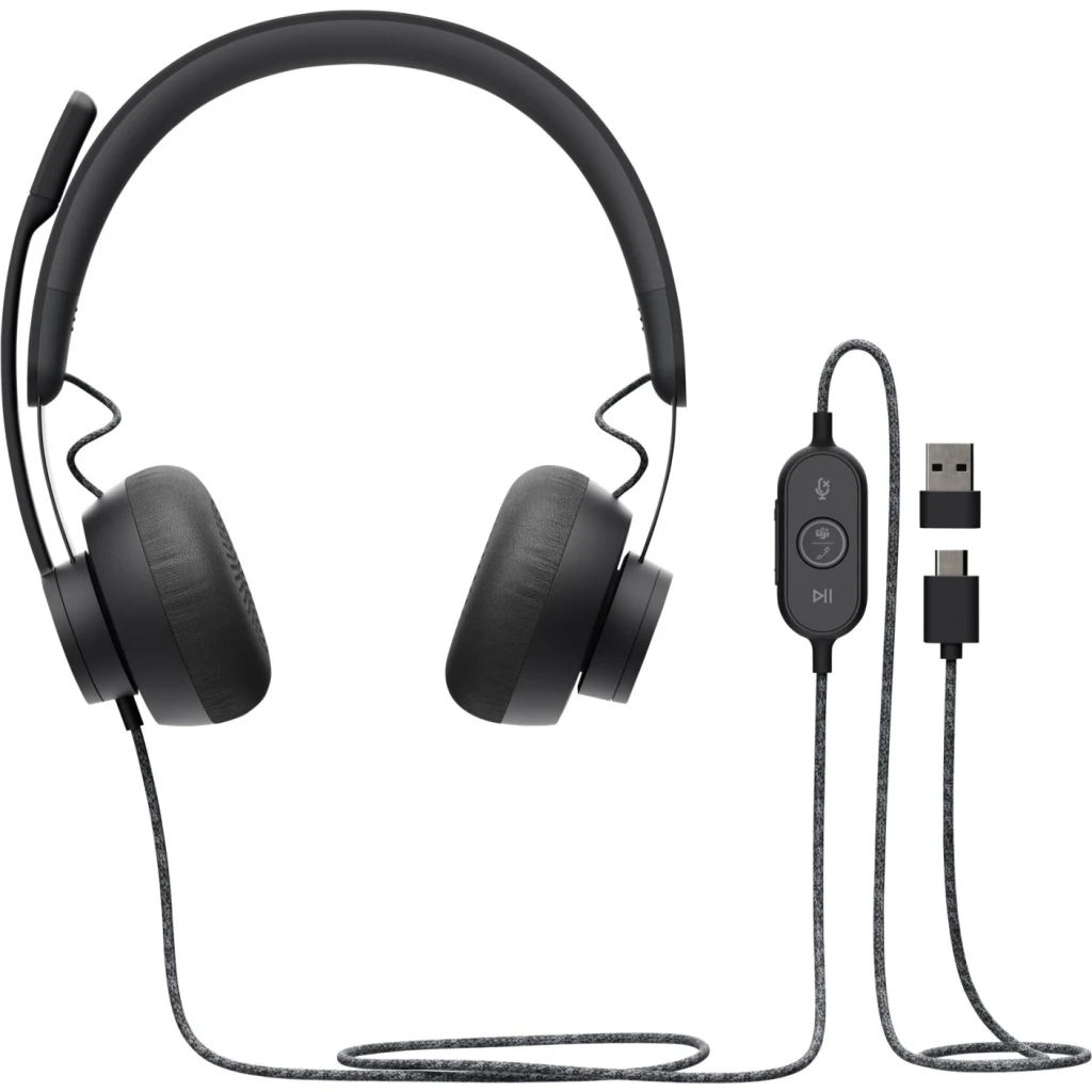 Imagen 1 de Audífonos Alámbricos Logitech Zone USB-C c/Micrófono Cancel Ruidos Negro p/Teams
