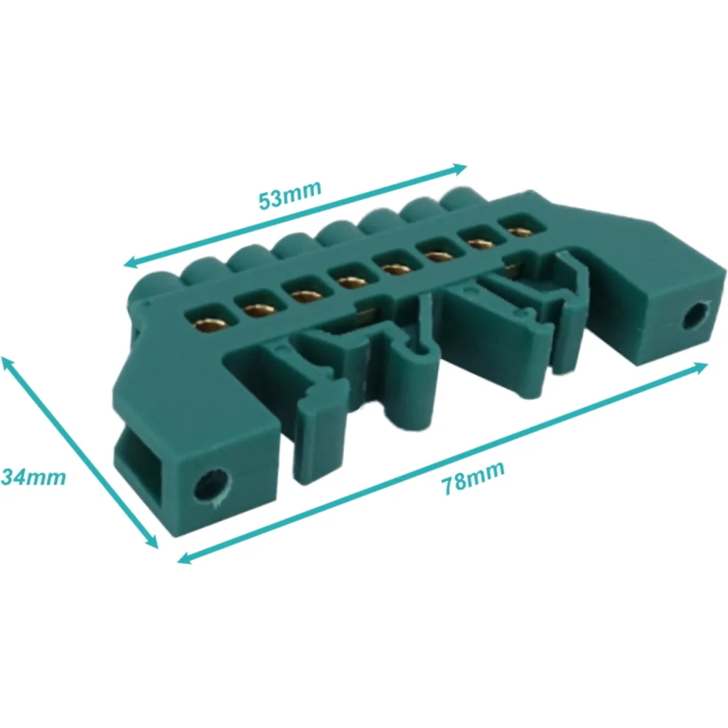 Regleta Verde 8-Conexiones 4mm Riel Din Distribucion Electrica