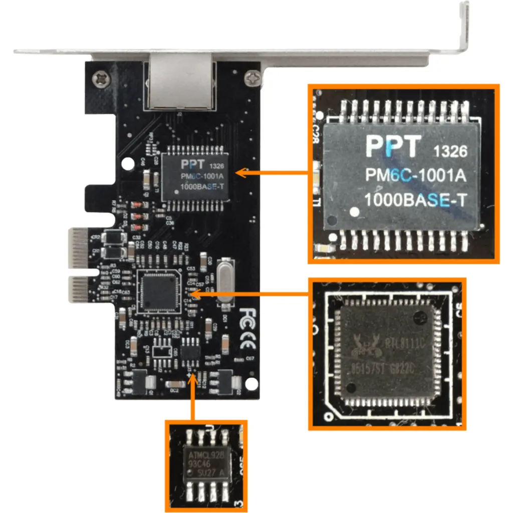 Imagen 1 de Tarjeta PCIe 10/100/1000 Mbps RJ-45  con bracket low profile / UT-2PCIELAN