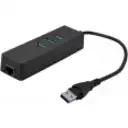 Thumbnail 1 de 1-USB3.0-AM 1-LAN-RJ45-Ethernet 10/100mbps Hub-3p Win Mac Linux