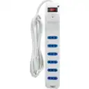 Thumbnail 2 de Alargador Eléctrico 6 Tomas 10A 2500W c/Switch Cable 1.5mts Color blanco -Philco