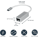 Thumbnail 2 de Adaptador USB-C a Red Gigabit Ethernet 10/100/1000BT(X) Pto Rj-45 Plata StarTech