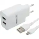 Thumbnail 0 de CARG. DE PARED 2.1 A DOBLE USB C/CABLE MICRO R2100 BLANCO
