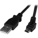 Thumbnail 0 de Cable USB 2.0 Tipo-A a Mini B con ángulo 90° M/M 28AWG Níquel 2mt Negro StarTech