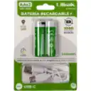 Thumbnail 1 de Pack Pilas Recargables Ulink, 2*AA 3400mWh 1,5V Li-ion USB-C incluye Cable