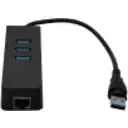 Thumbnail 3 de 1-USB3.0-AM 1-LAN-RJ45-Ethernet 10/100mbps Hub-3p Win Mac Linux