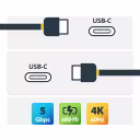 Thumbnail 1 de Cable USB Tipo-C M/M v3.0 5Gbps 4k 60Hz 1mt comp Thanderbolt3 Negro - StarTech