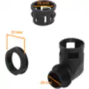 Thumbnail 1 de 25mm Codo Salida Caja Prensa Estopa p/Conduit Flexible Plastico Negro
