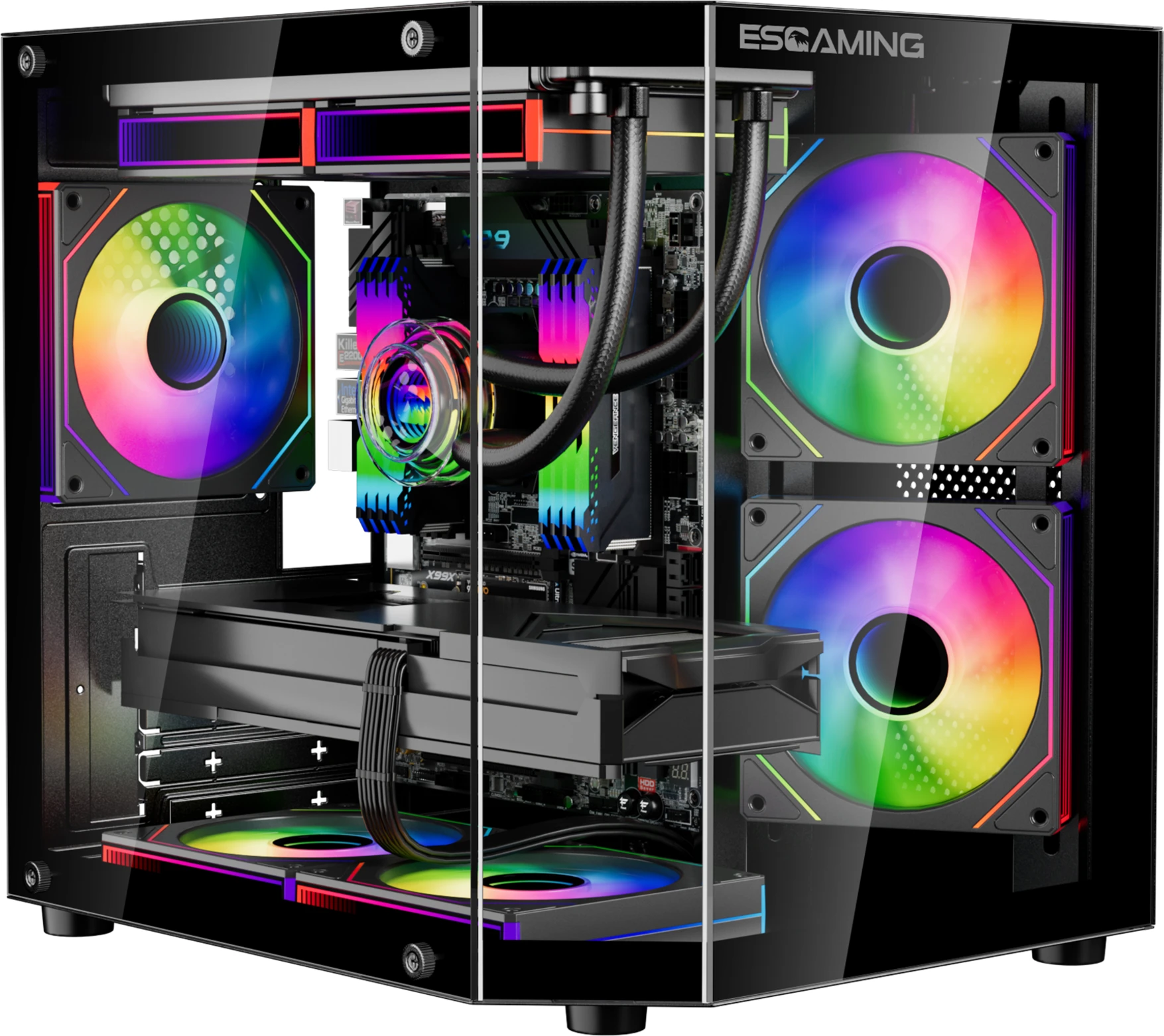 Imagen 10 de Gabinete Gamer REBEL 270deg | Micro ATX / ITX | 5 ARGB | Controladora + Control 