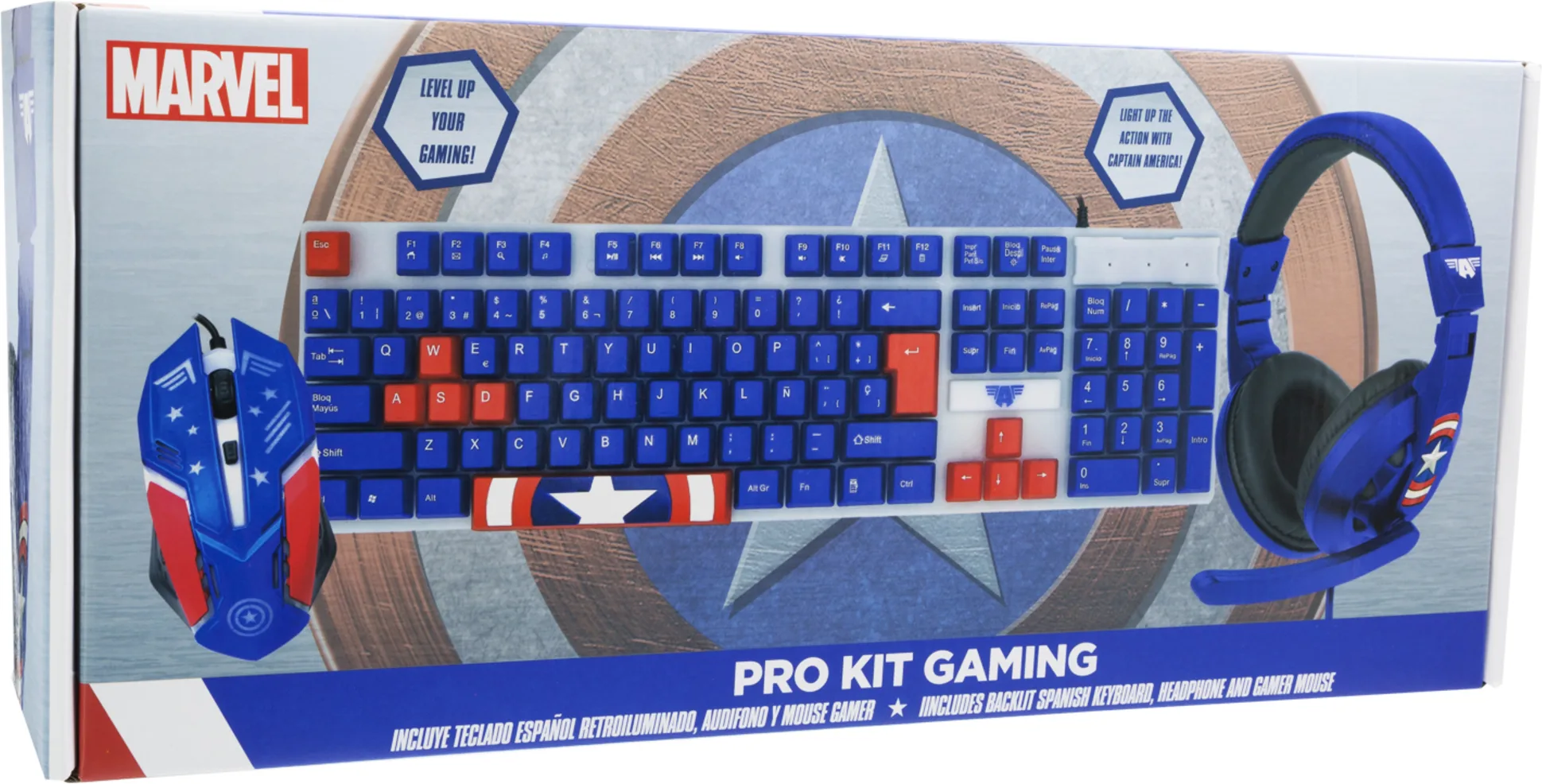 Imagen 1 de GAM745043-CAP-ESP KIT GAMER CAPITAN AMERICA 3 EN 1 TEC/MOU/A