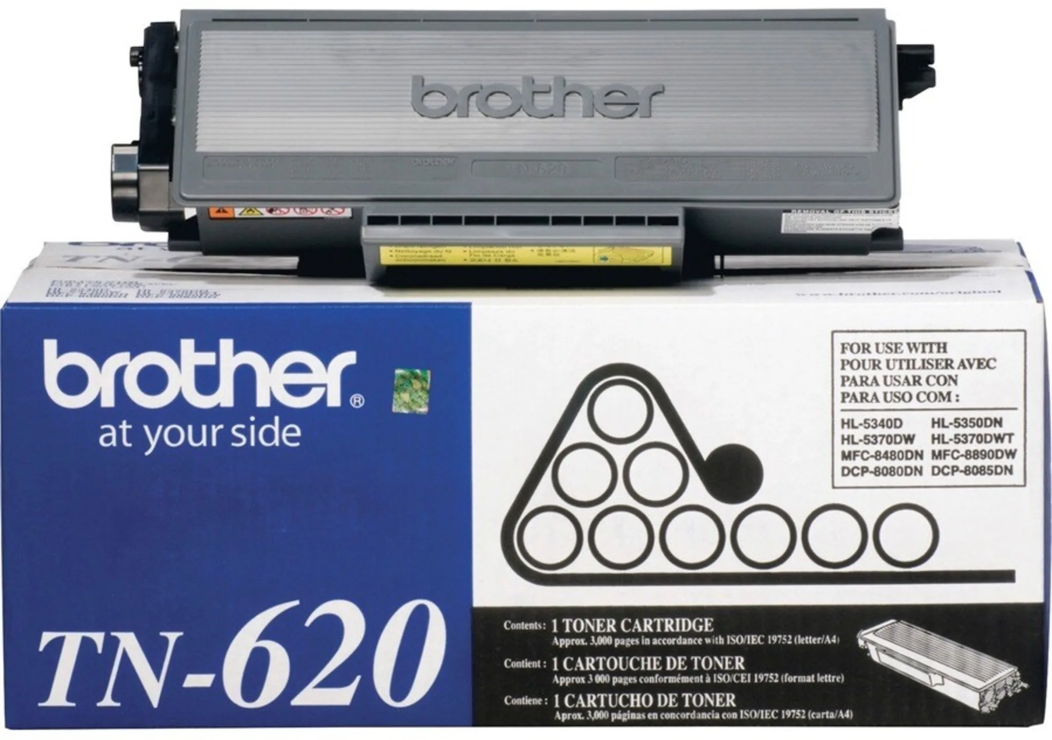 Imagen 0 de Toner Brother Negro TN-620 p/HL5340D/5355DN/5370 DCP-8085dn MFC8480dn, 3.000Pág