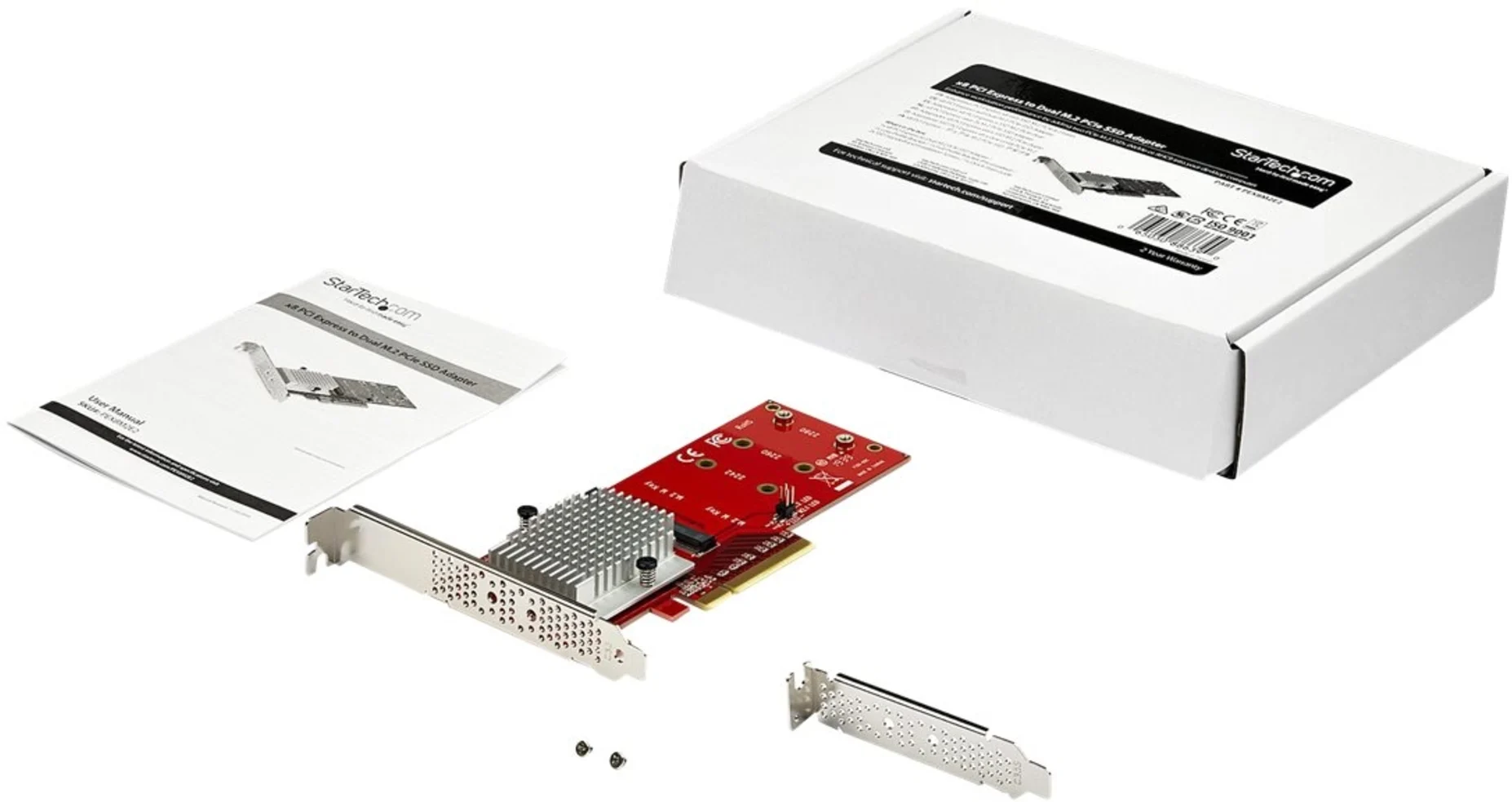 Imagen 6 de StarTech.com Adaptador PCI Express x8 para Dos SSD M.2 - PCI-E 3.0 - Tarjeta Adaptadora PCI-E para SSD M.2 NVMe AHCI - (PEX8M2E2) - Adaptador de interfaz - M.2 - Expansion Slot to M.2 - M.2 Card perfil bajo - PCIe 3.0 x8 - rojo - Conforme a la TAA
