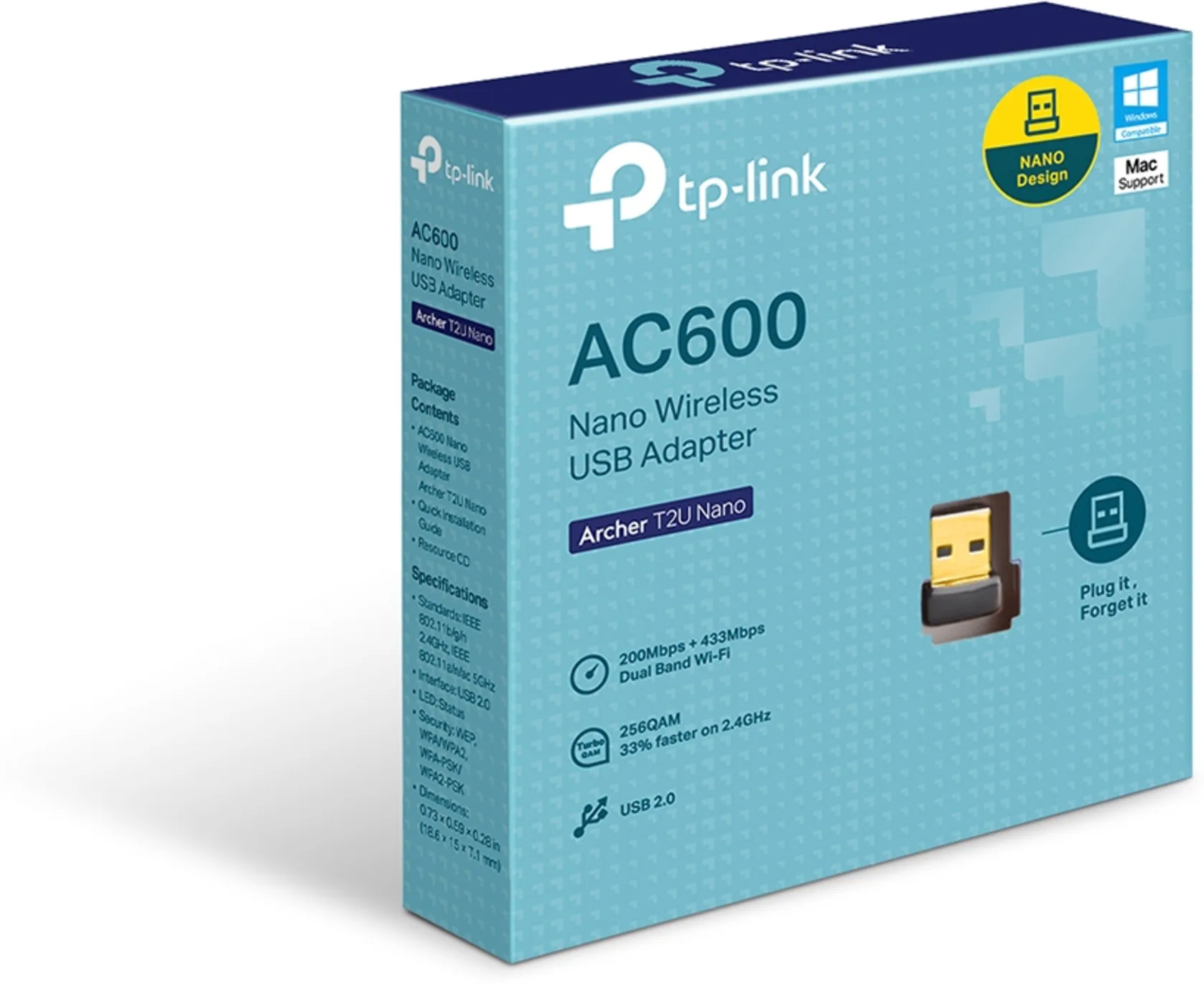 Imagen 3 de Adaptador USB WiFi TP-Link Archer T2U nano, AC600 Wi-Fi 433Mbps 5GHz Nano USB