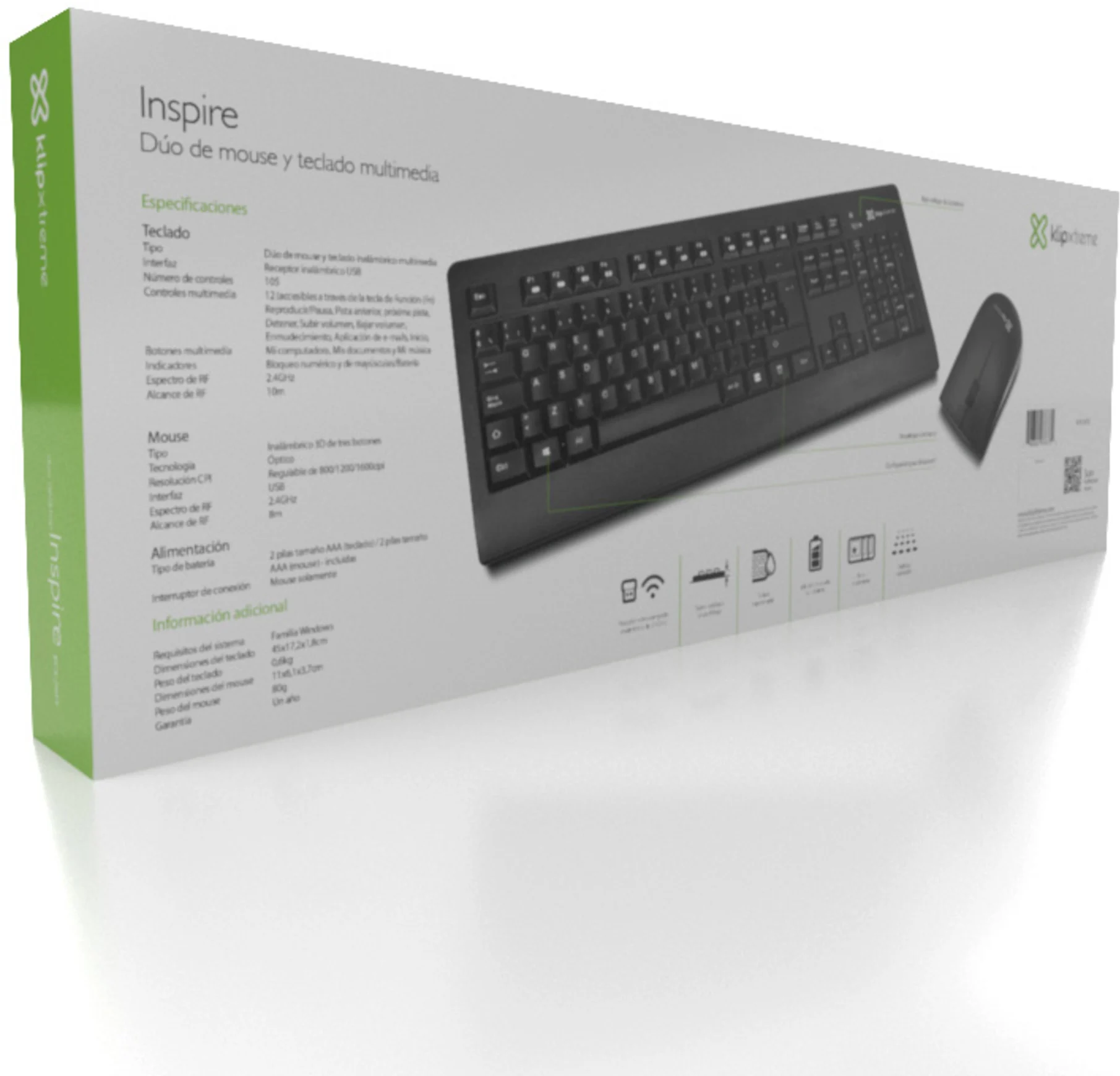 Imagen 7 de Kit Teclado Mouse Inalámbrico KlipX KCK-265S Receptor USB 2.4 ghz Negro