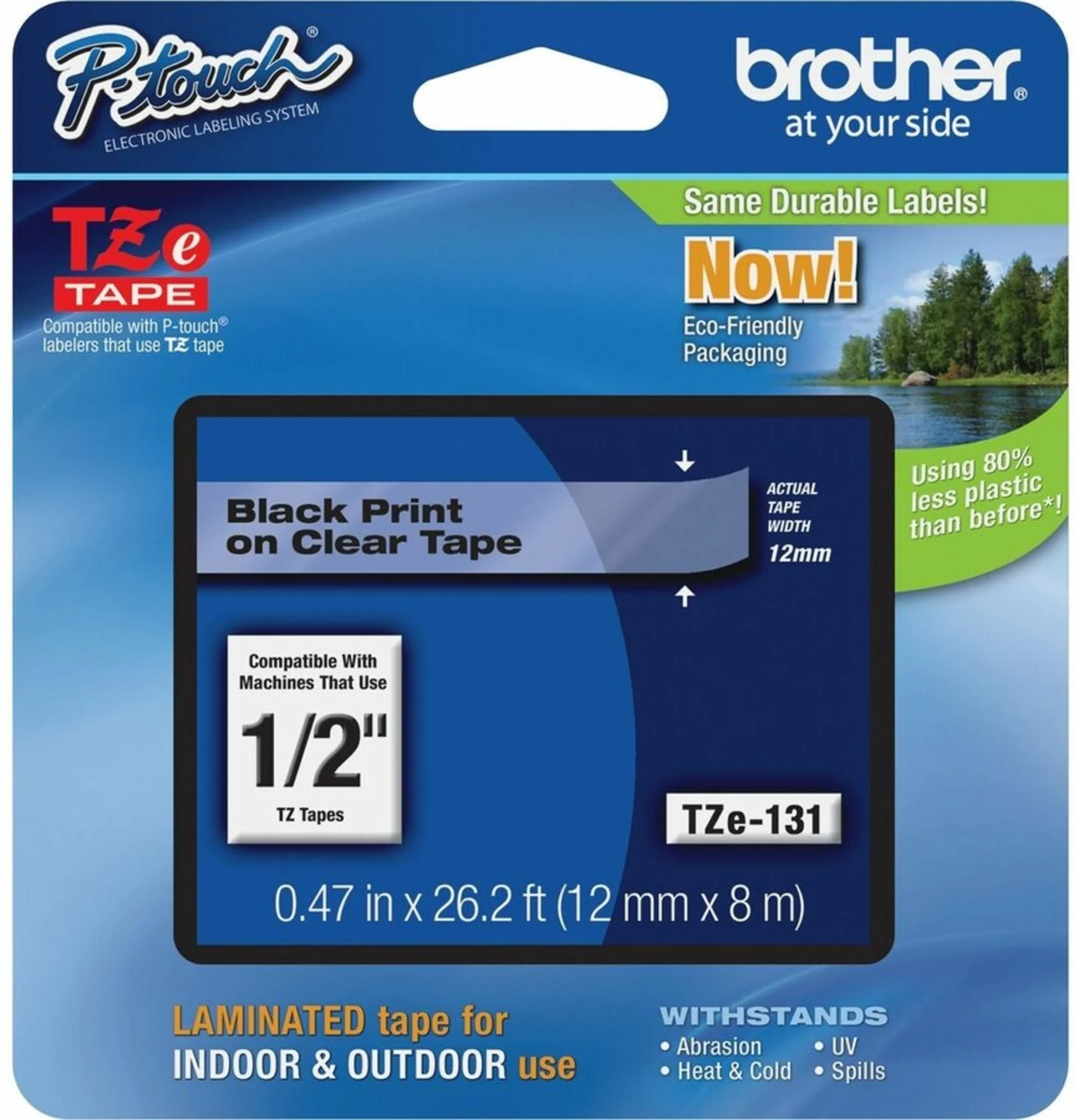 Imagen 0 de Cinta Laminada Brother TZE-131 Texto Negro sobre fondo Transparente 12mm 8mt