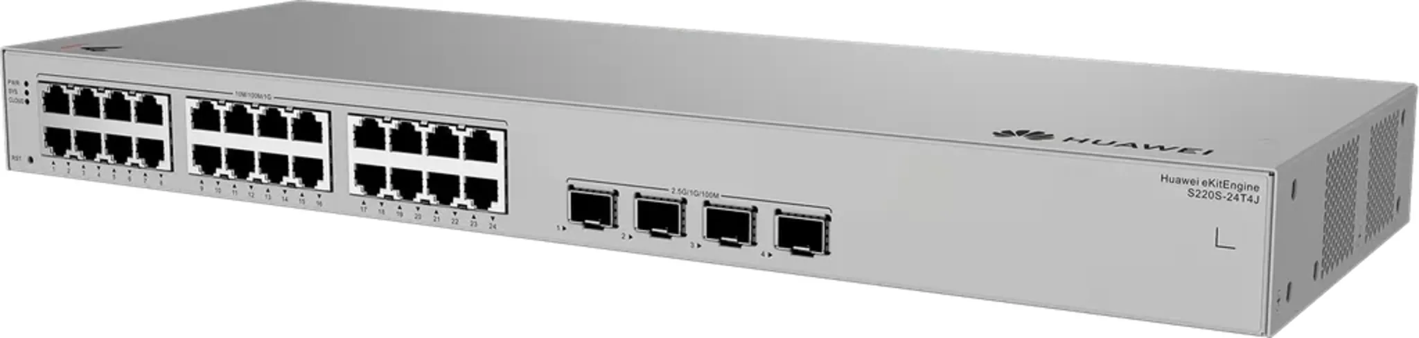 Imagen 2 de S220S-24T4J. Switch Huawei eKit 24 puertos 10/100/1000Base-T 4 Puertos 2.5GE SFP capacidad de conmutación de 68 Gbit/s capacidad de reenvió de paquetes de 51 Mpps