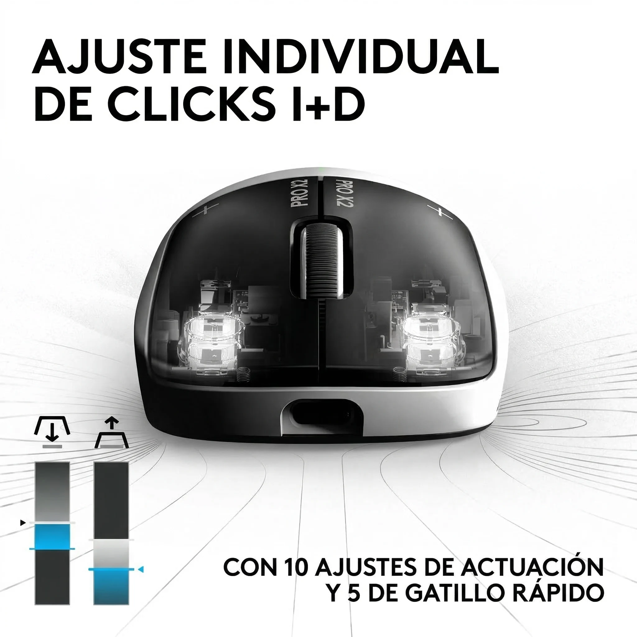 Imagen 6 de Mouse Gamer Inalámbrico Logitech PRO X2 SUPERSTRIKE Óptico 44000dpi Blanco/Negro