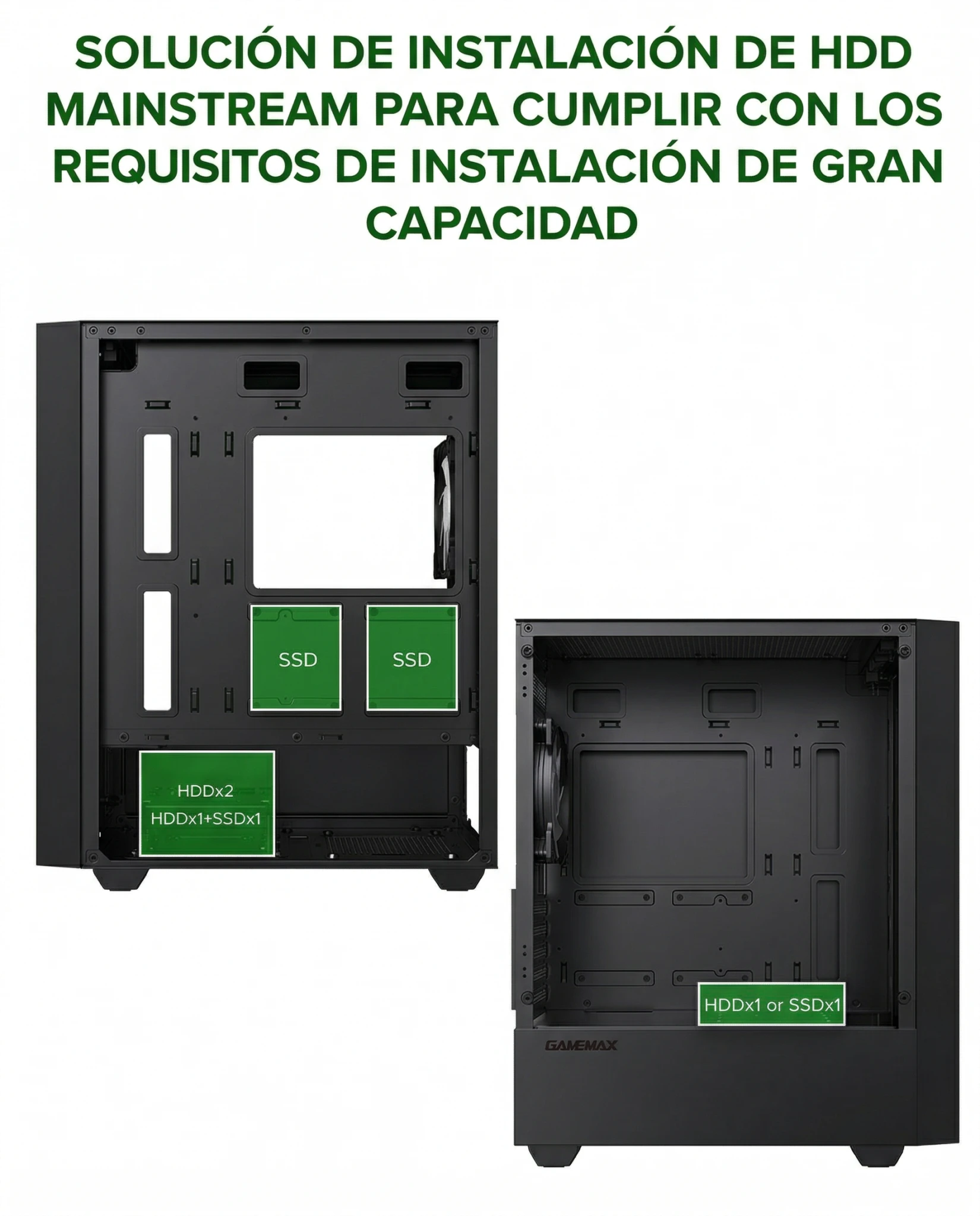 Imagen 7 de Gabinete Gamemax Storm Black mATX, Vidrio Lateral 2*USB2.0 1*USB2.0 1*FAN, Negro