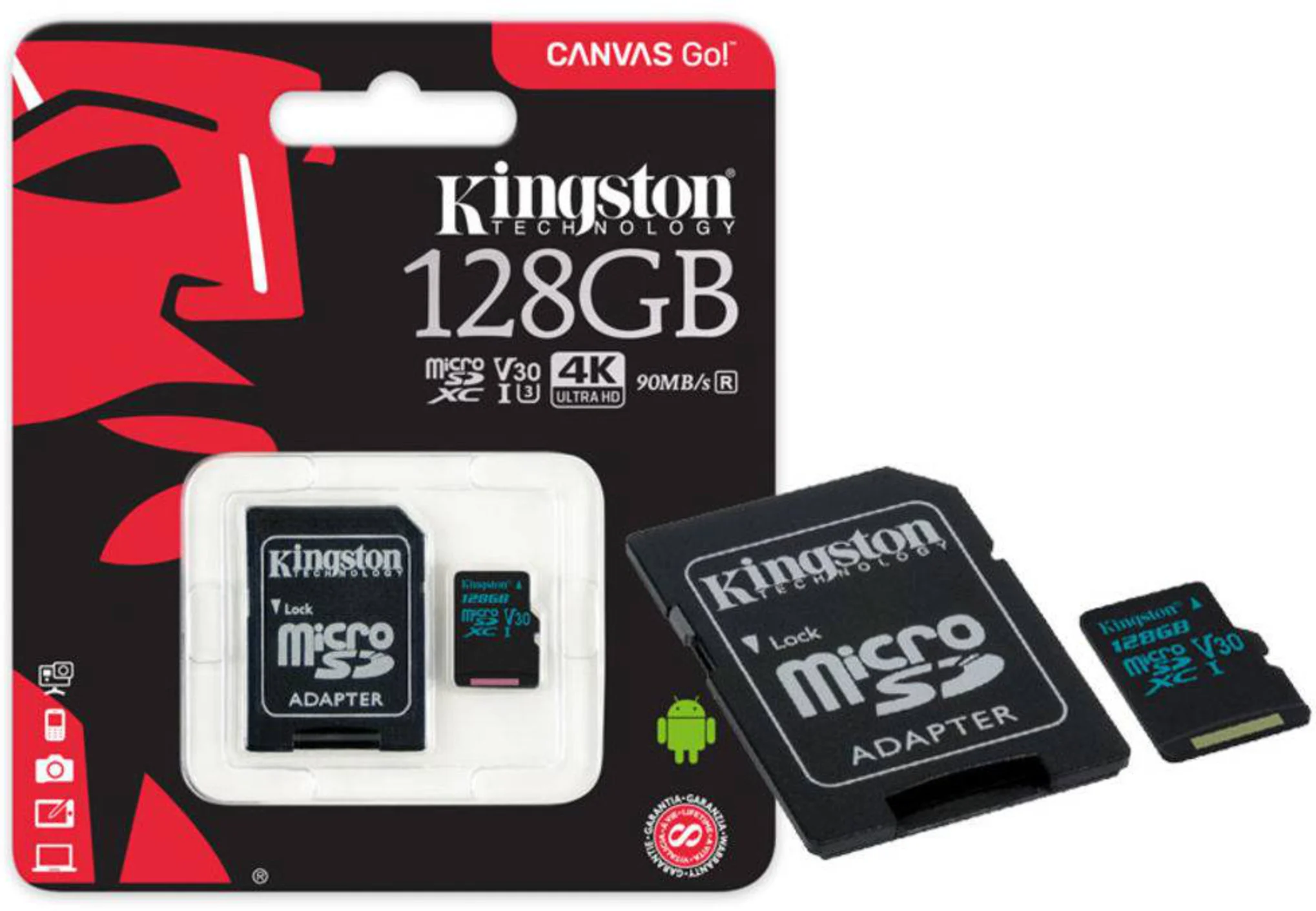 Imagen 0 de Kingston Canvas Go! microSDXC 128 GB UHS-I (Speed Class 3 / Video Speed Class 30) (SDCG2/128GB)