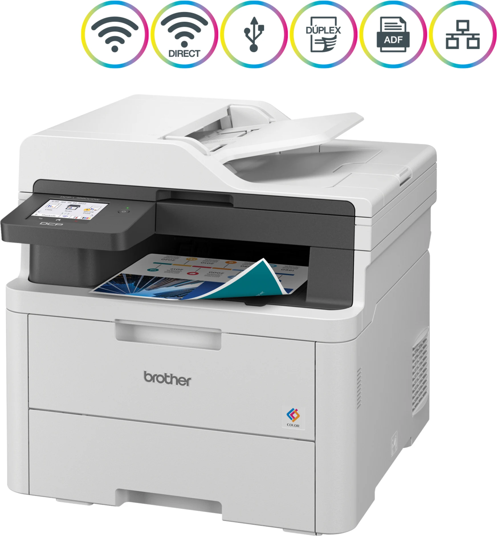 Imagen 1 de Impresora Multifunción Brother DCP-L3560CDW Láser Color Doble Cara WiFi LAN USB