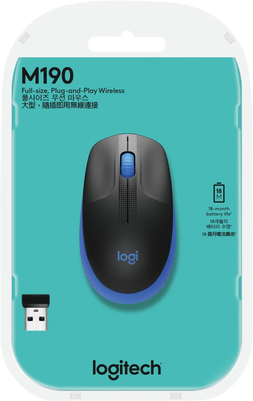 Imagen 3 de Mouse Inalámbrico Logitech M190 Óptico 1000dpi Ambidiestro 3 botones Azul
