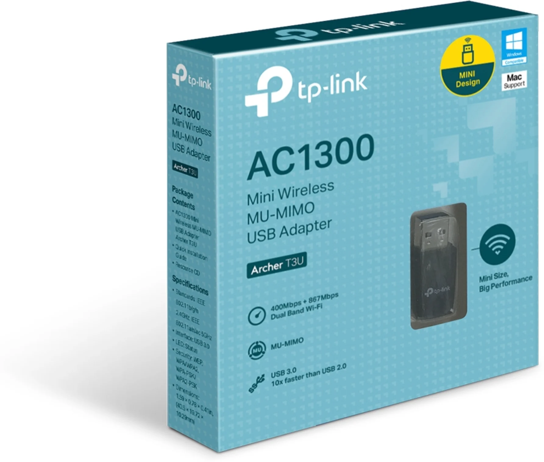 Imagen 3 de TP-Link Archer T3U - Adaptador de red - USB 3.0 - Wi-Fi 5 - MU-MIMO AC1300 Mini