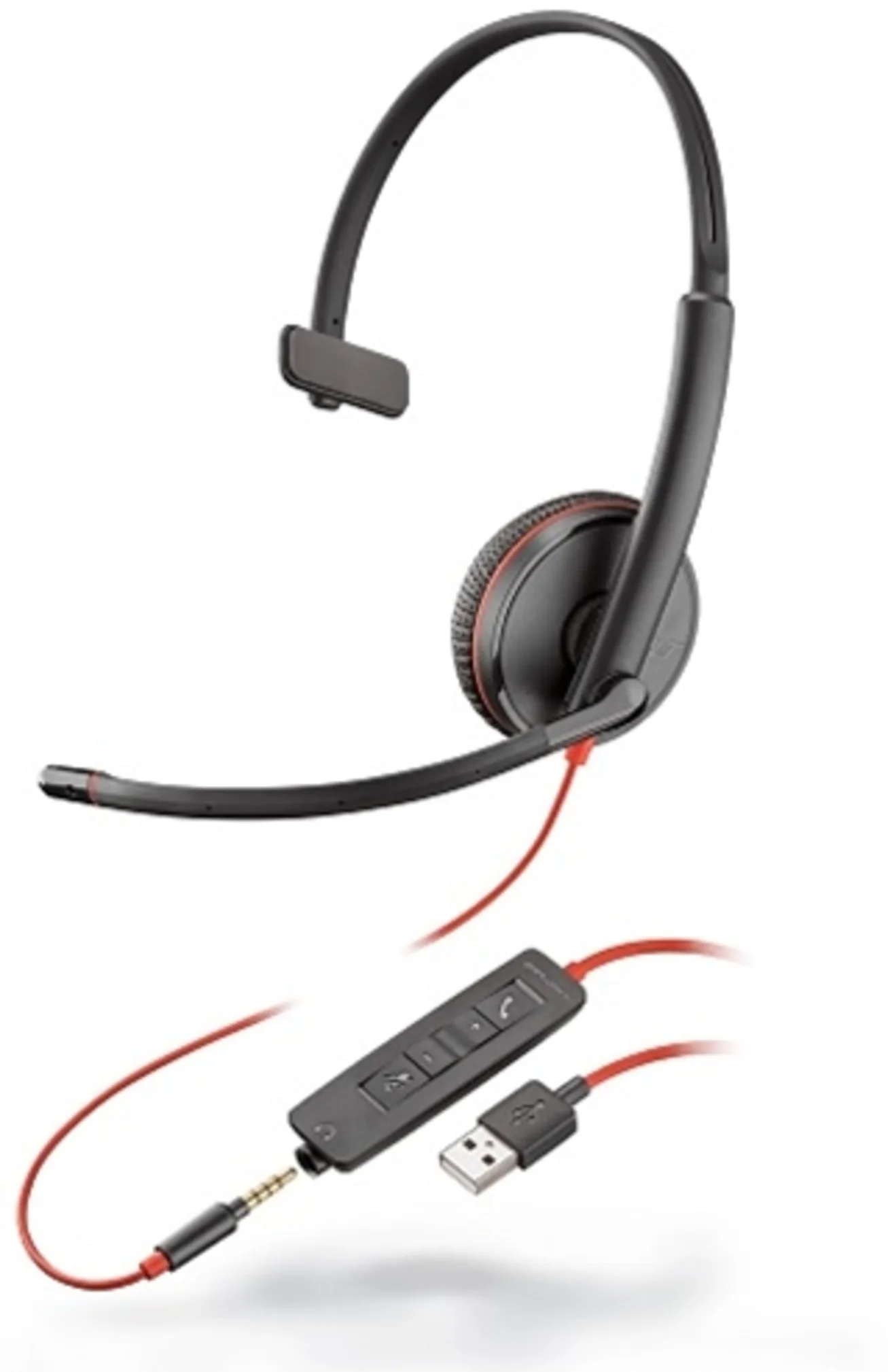 Imagen 0 de Cintillo Plantronics Blackwire C3215 para Conferencias Alámbr. USB-A/3.5mm Negro