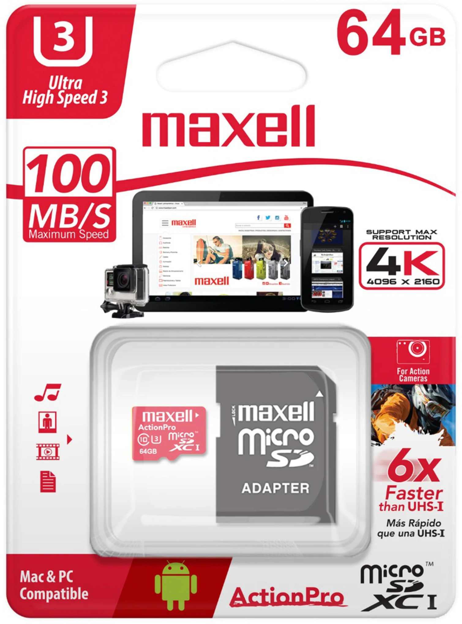 Imagen 0 de Maxell ActionPro microSDXC 64 GB UHS-I (Speed Class 3 ...