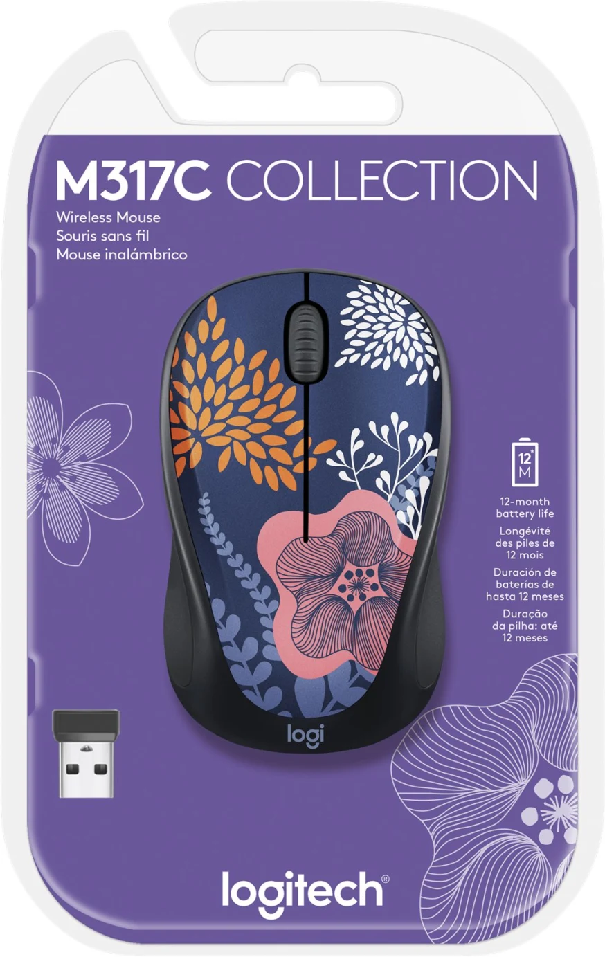 Imagen 2 de Logitech M317c Wireless Mouse Forest Floral AMR