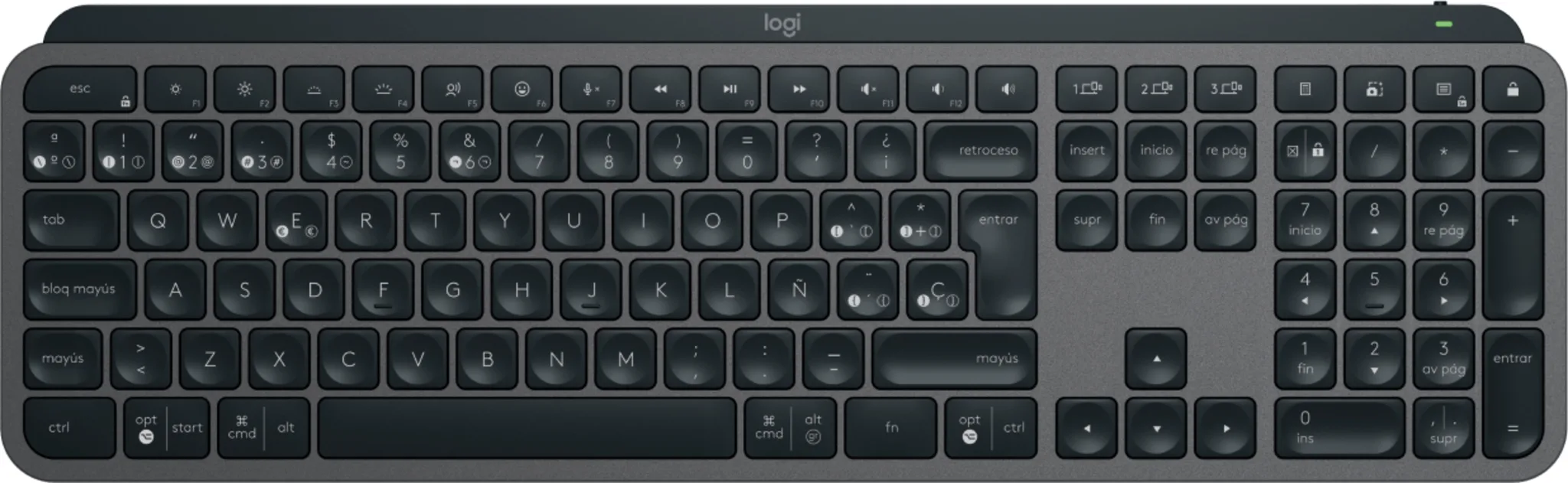 Imagen 0 de Teclado Inalámbrico Logitech MX Keys S, Bateria Recargable Dongle USB Space gray