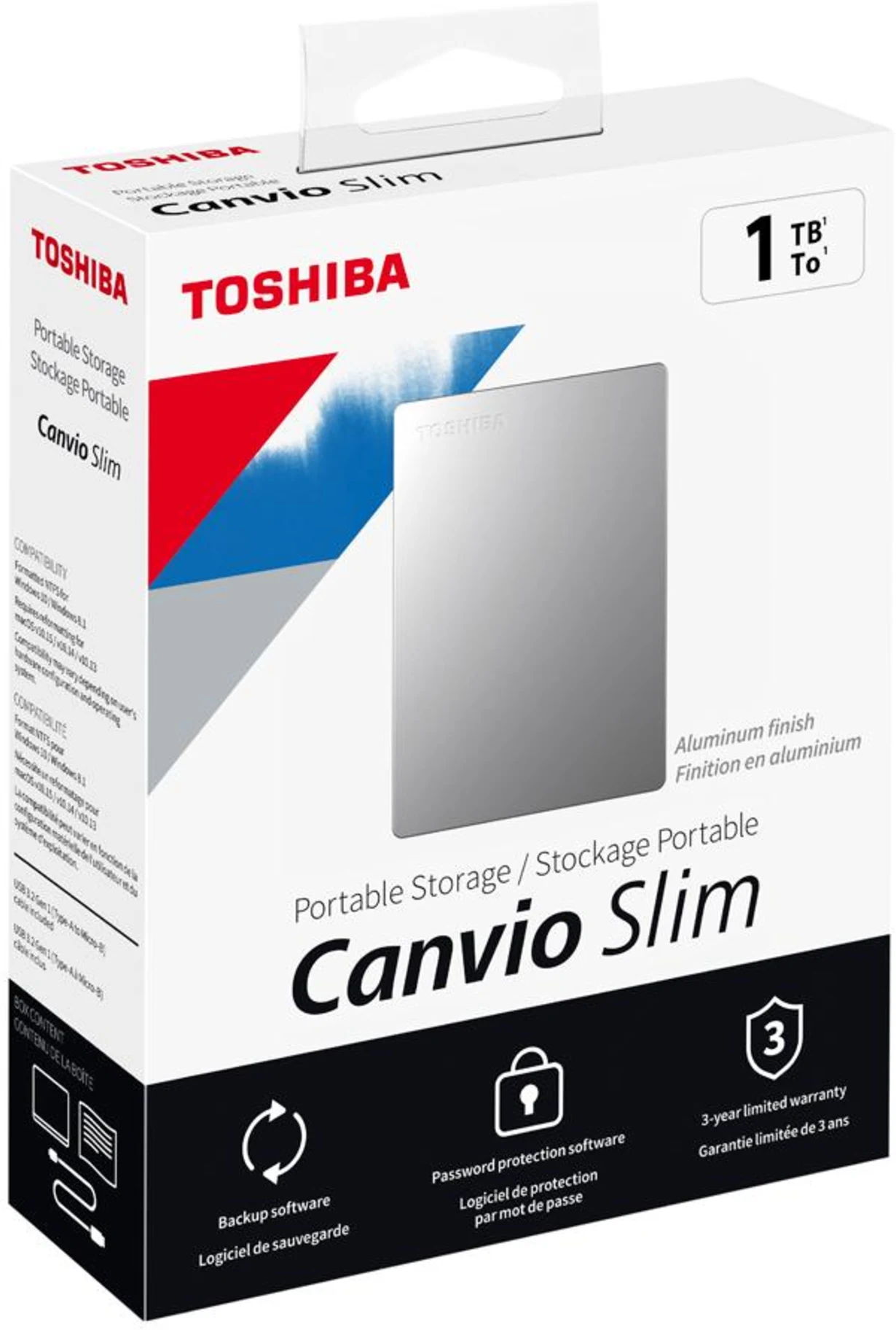 Imagen 0 de Disco Duro Externo Toshiba Slim 1TB 2,5" USB 3.0 9mm Aluminio color Silver