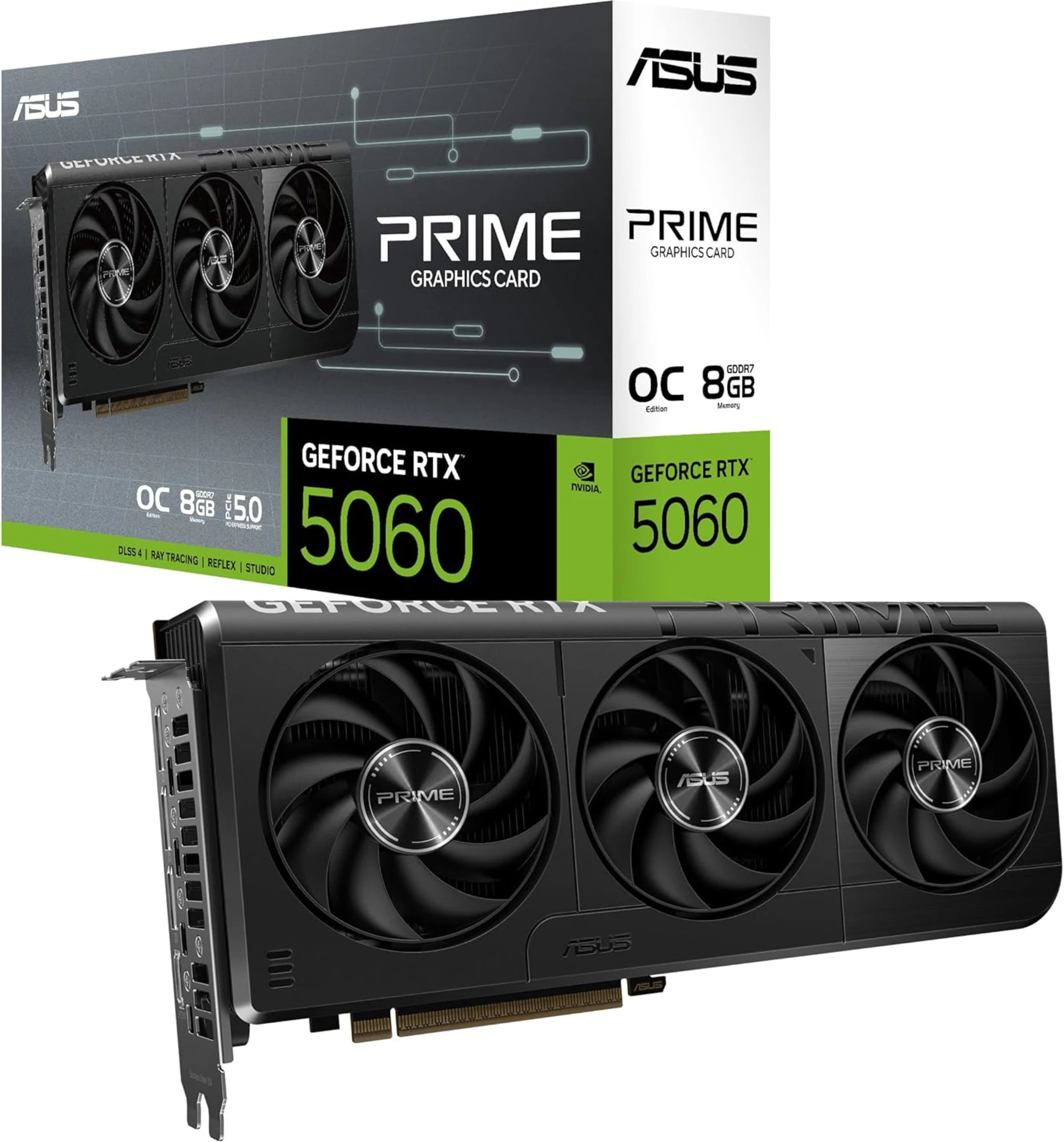Imagen 0 de Tarjeta de Video Asus Prime RTX 5060 O8G 8GB GDDR7 HDMI*1 DP*3 PCIe 5.0 2.5 Slot