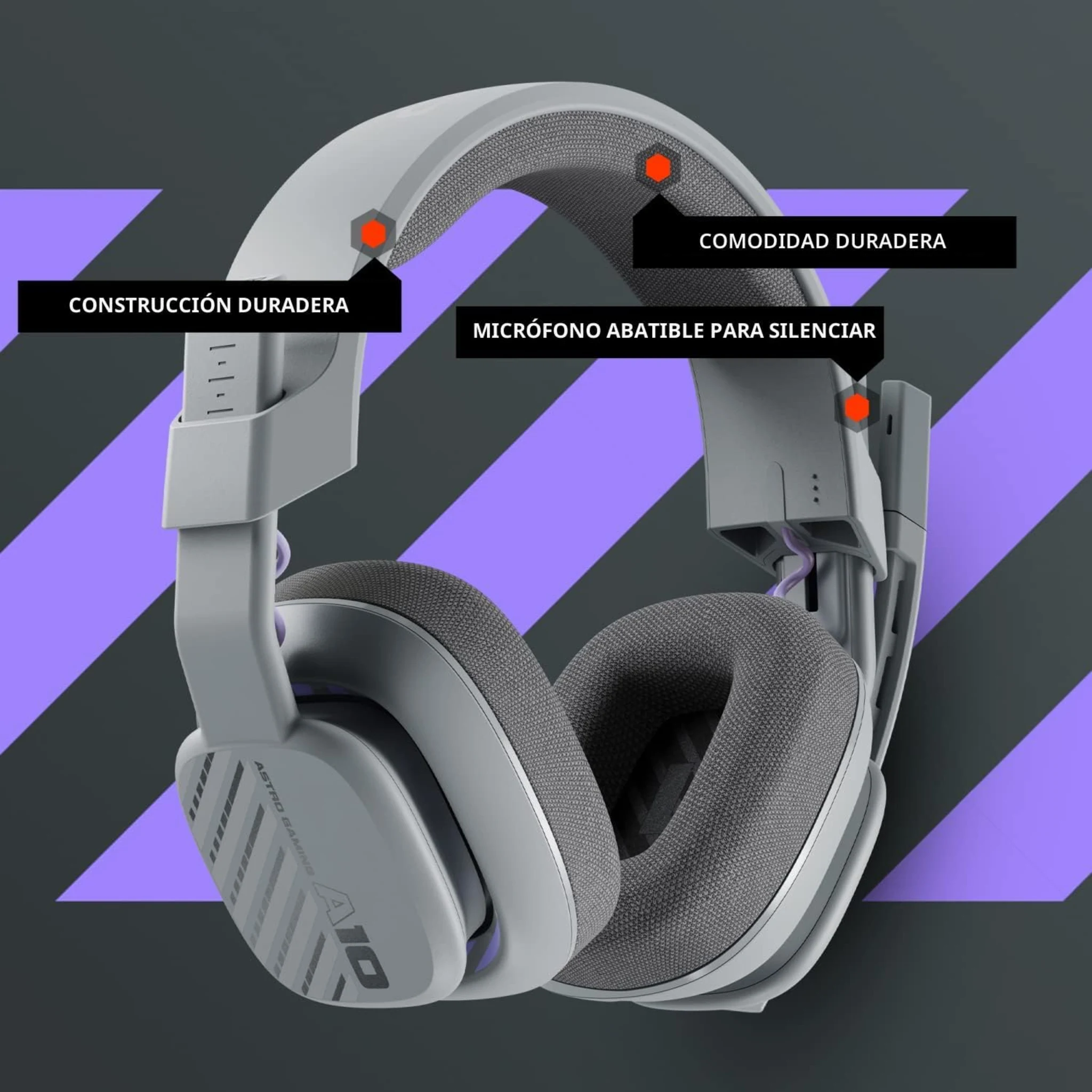 Imagen 8 de Audífonos Gamer Alámbrico Logitech ASTRO A10 Gen2, c/mic 3.5mm p/PS4/PS5 Gris