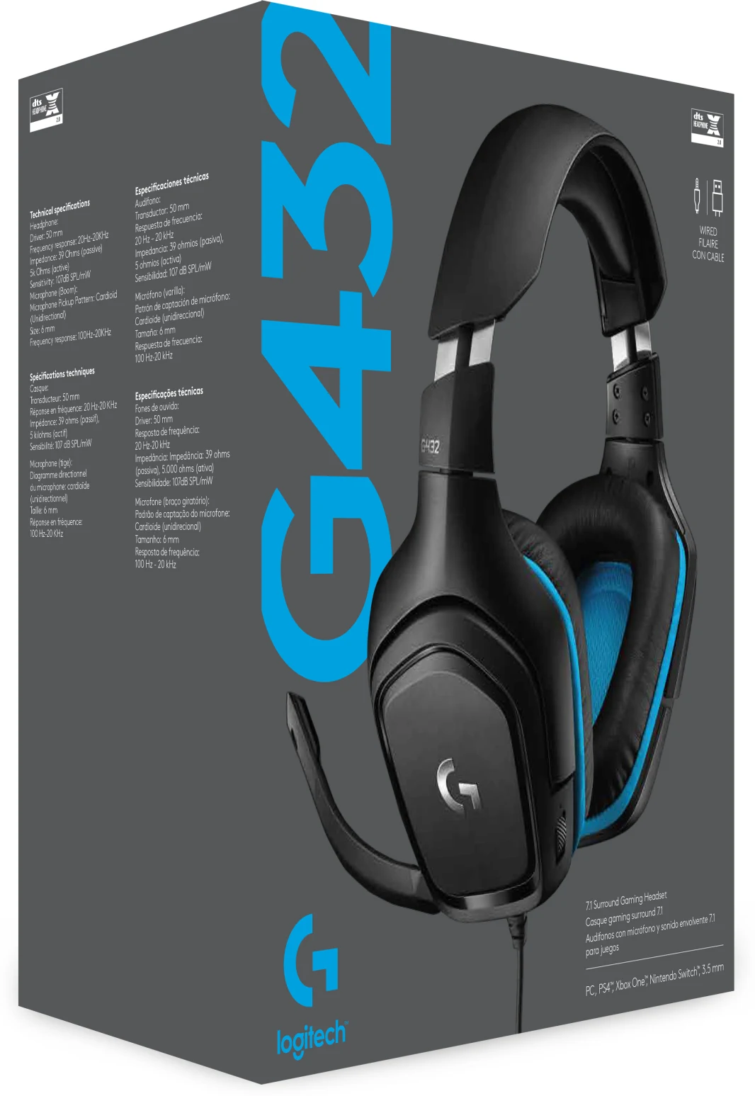 Imagen 5 de Cintillo Multimedia Logitech Gaming G432 alambrico sonido 7.1 20Hz-20kHz