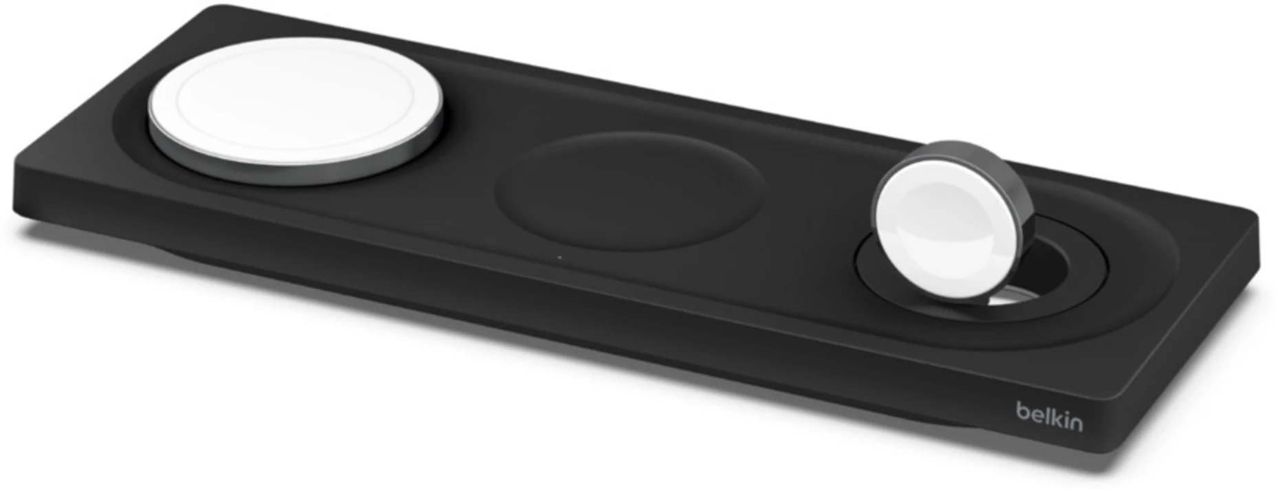 Imagen 0 de Base de carga 3 en 1 plana BoostCharge Pro MagSafe Certificado con carga hasta 15W Belkin negra