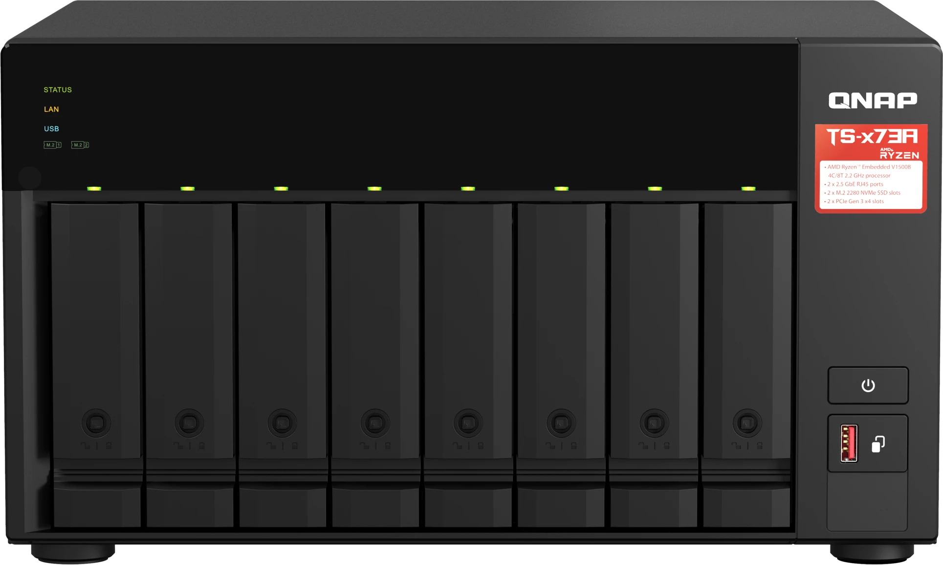 Imagen 0 de NAS QNAP TS-873A-8G AMD Ryzen V1500B 8 Bahías RAM 8GB LAN USB RAID 