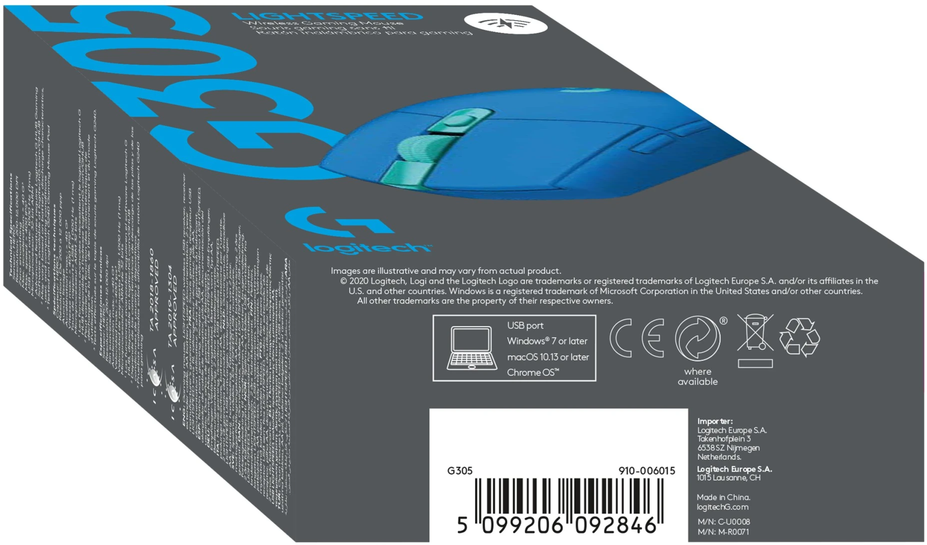 Imagen 18 de Mouse Inalámbrico Gamer Logitech G305 lighspeed sensor HERO USB azul
