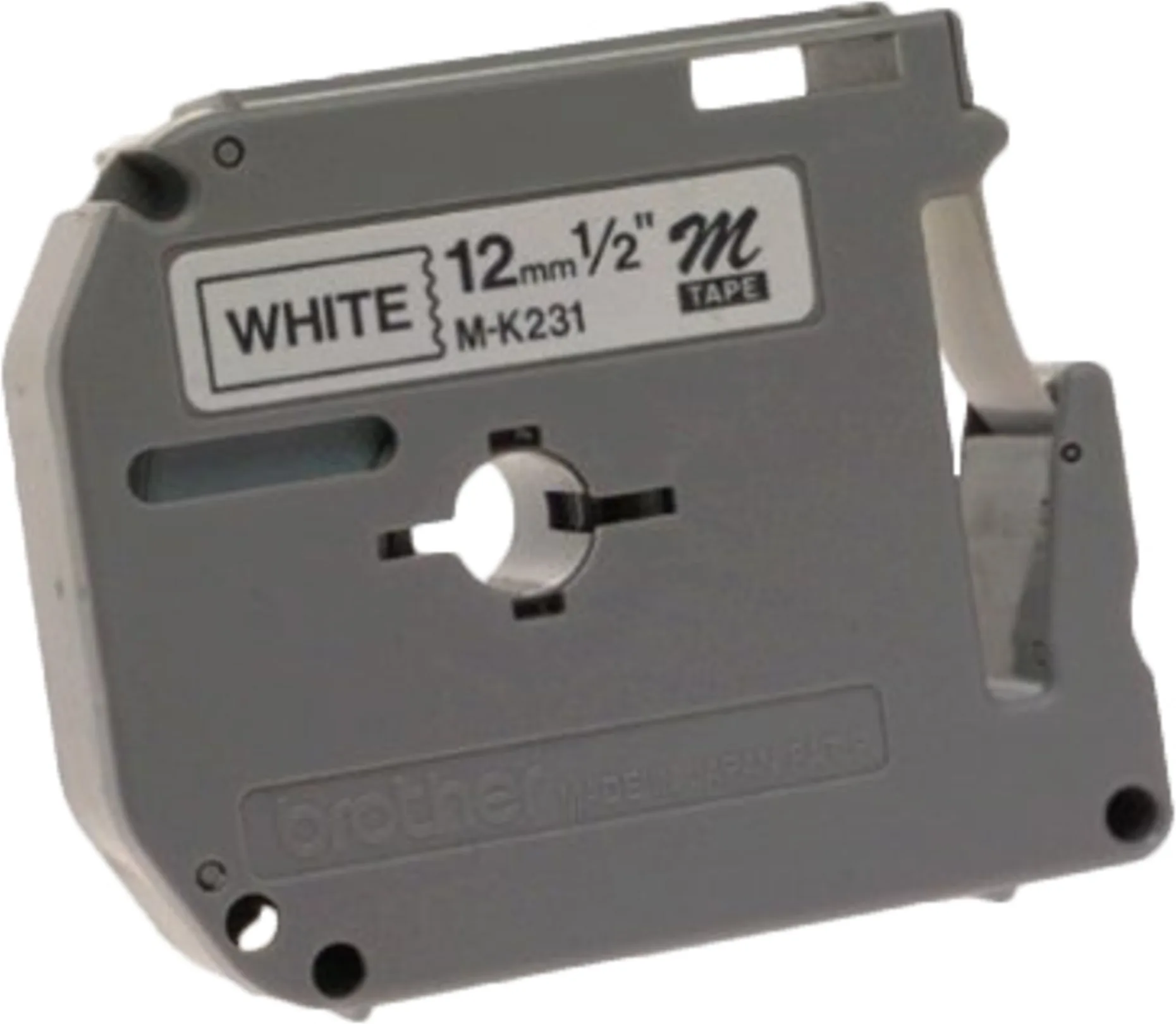 Imagen 1 de Cinta Rotuladora Brother M-231 Blanca Texto Negro 12mm*8mm p/ Rotuladora PT90