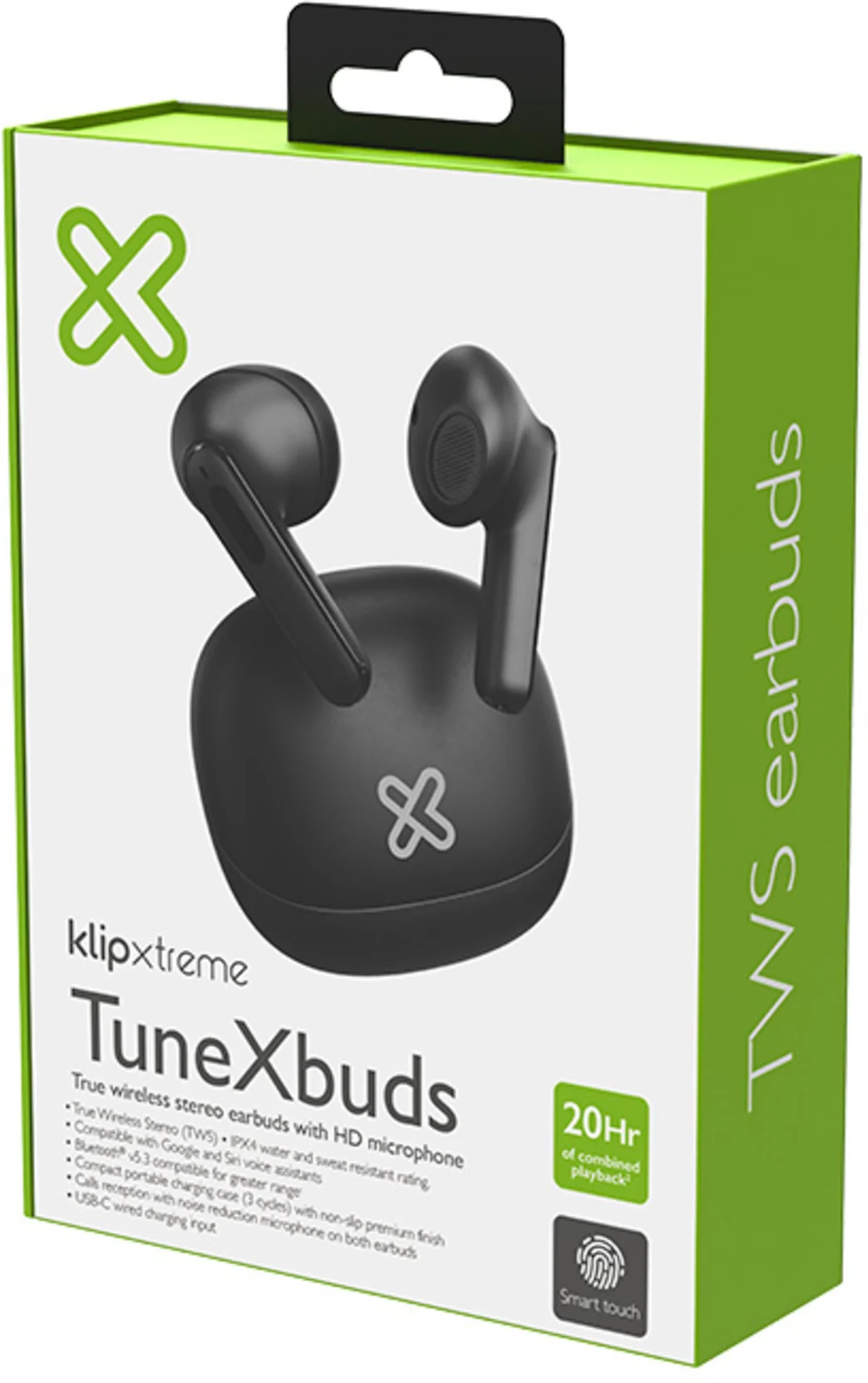 Imagen 5 de Audífonos Inalámbricos KlipX TuneXbuds, InEar c/mic Estuche de Carga BT5.3 Negro