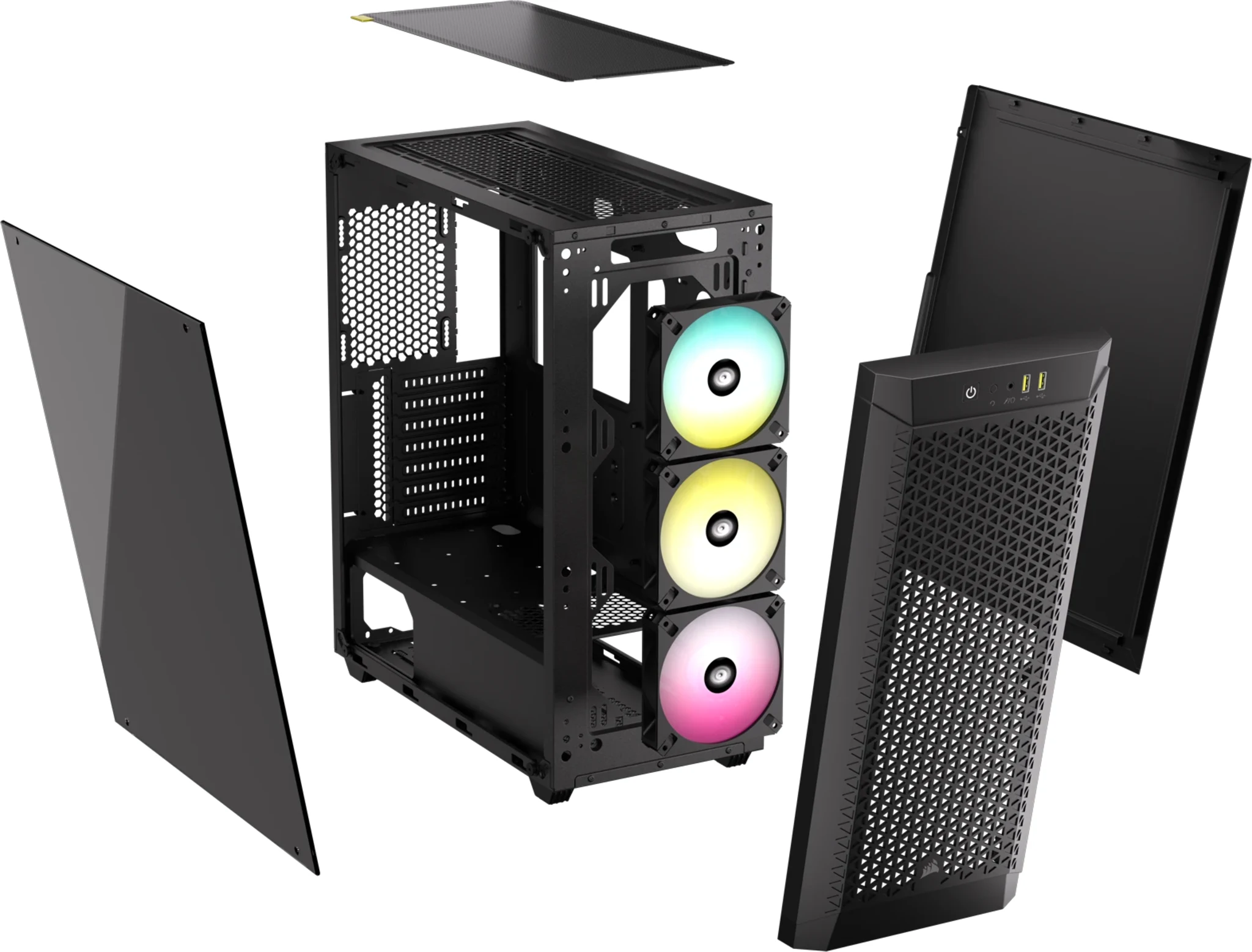 Imagen 12 de Gabinete Corsair 480T RGB 2*USB3.0 Vidrio Templado Filtro polvo ATX Negro
