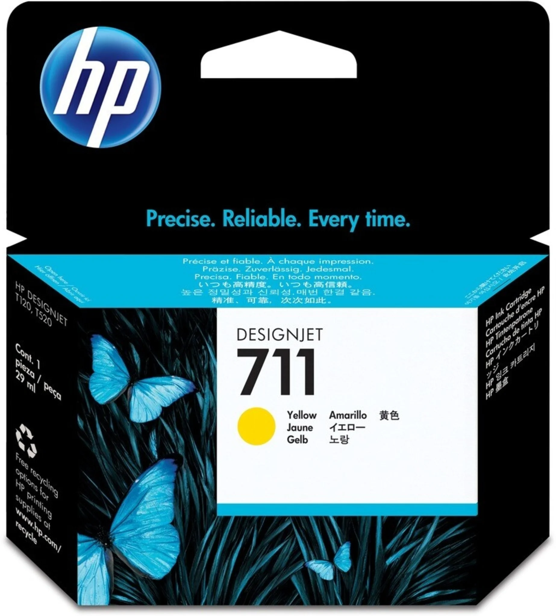 Imagen 0 de Cartridge HP 711 Amarillo Tinta para Impresoras Designjet T120 T130 T520, 29ml