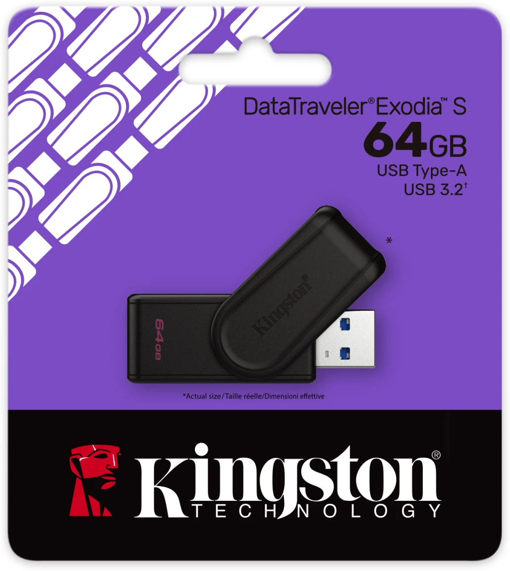 Imagen 2 de Pendrive 64GB Kingston DataTraveler Exodia S USB 3.2 Gen1 Black