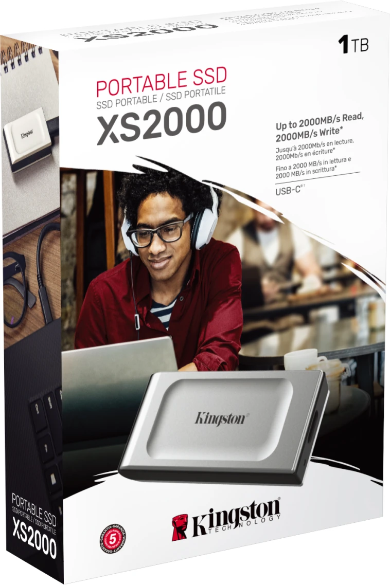Imagen 5 de Unidad SSD Externo Kingston XS2000 1TB USB-C Lec2000MBs Esc2000MBs Negro/Plata