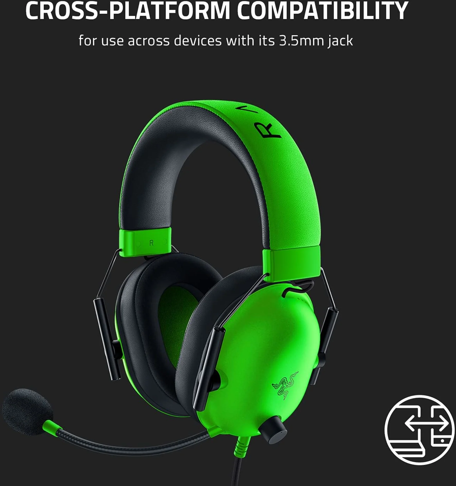 Imagen 6 de Audífonos Gamer Alámbricos Razer BlackShark V2 X Sonido 7.1 Jck3.5mm Color Verde