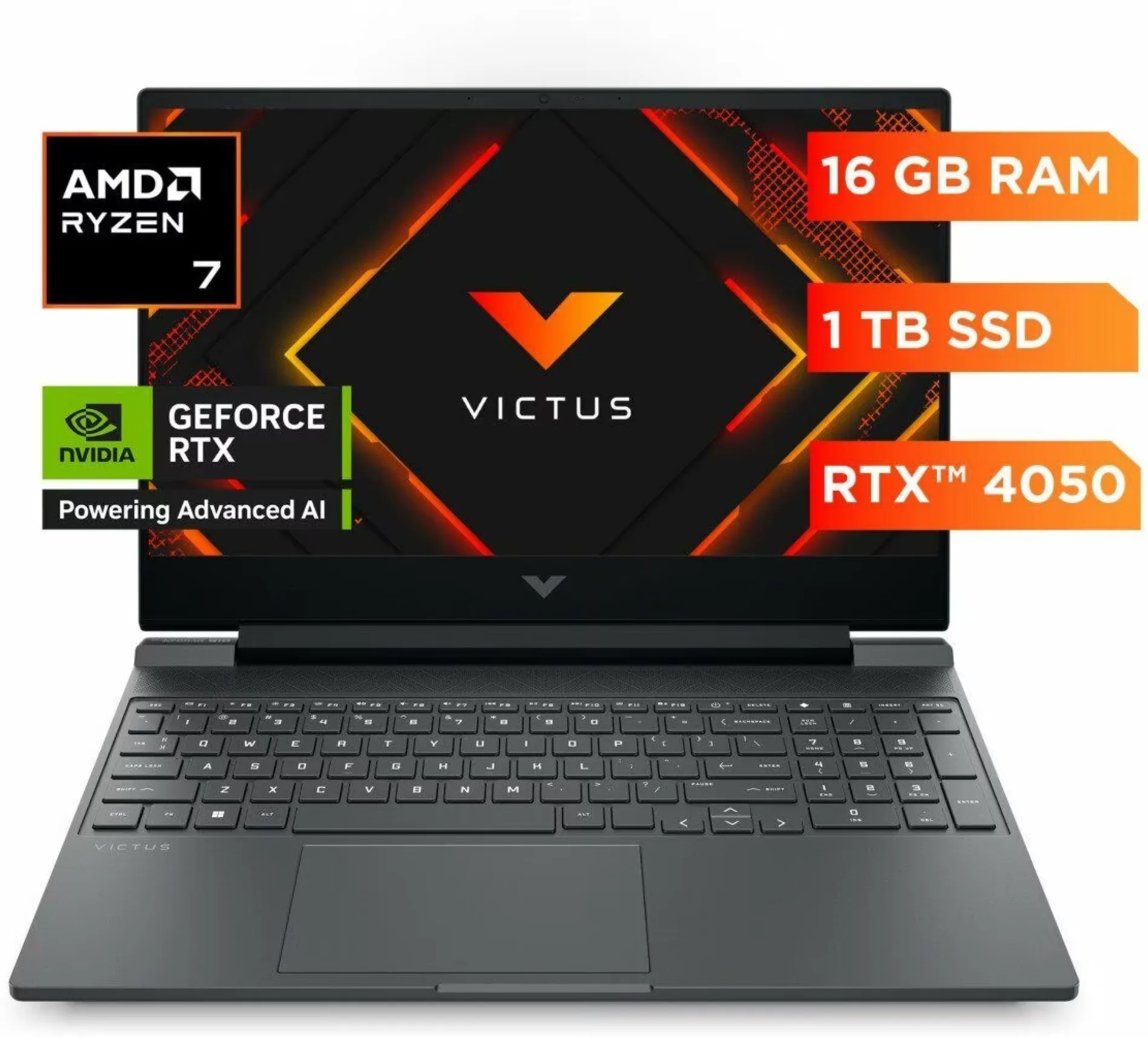 Imagen 0 de Notebook HP Victus AMD R7-8845HS RAM 16GB SSD 1TB 15.6" RTX4050-06GB W11H