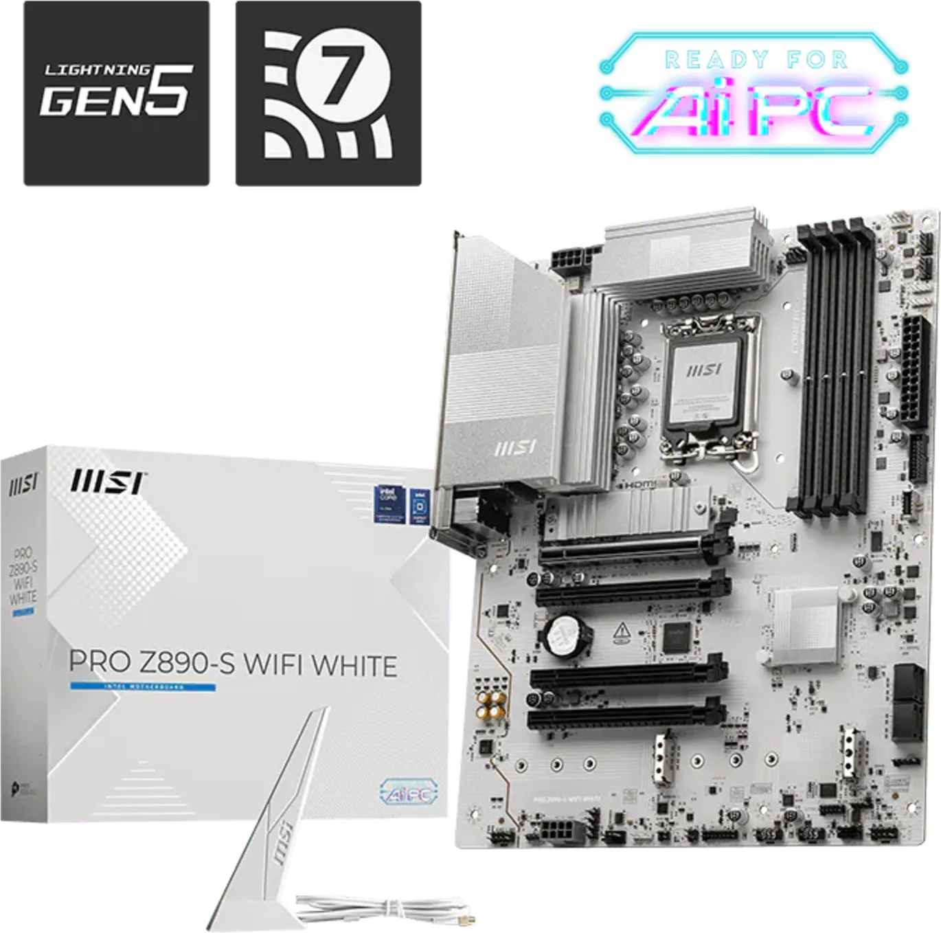 Imagen 0 de Tarjeta Madre MSI PRO Z890-S WIFI LGA1851 Ultra Ser 2 4*DDR5 LAN WIFI7 ATX White