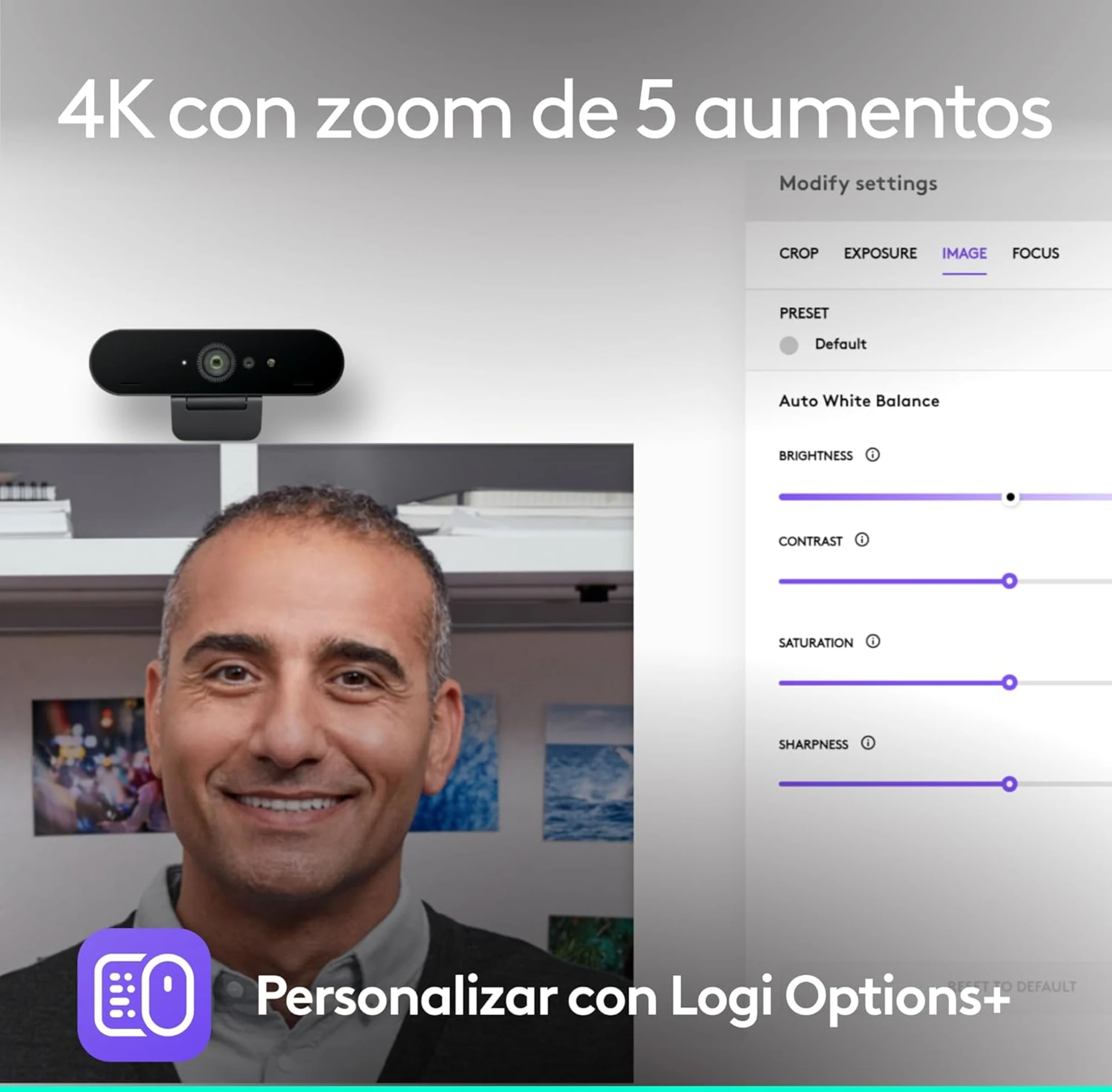 Imagen 2 de Cámara Video Conferencia Logitech Brio 4K Zoom digital: 5x Conect. USB-A o USB-C